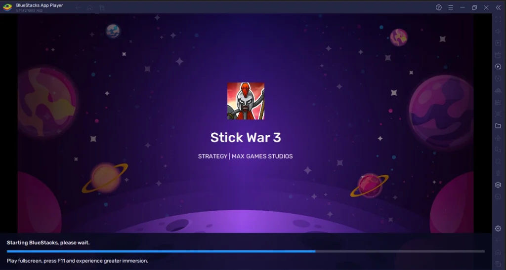 Opening Stick War 3 for PC on Bluestack