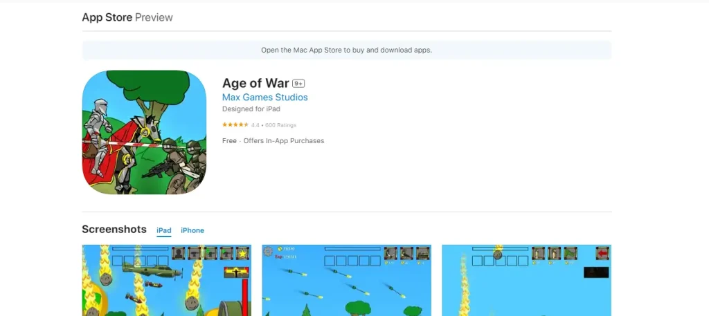 Age of war ratings app store